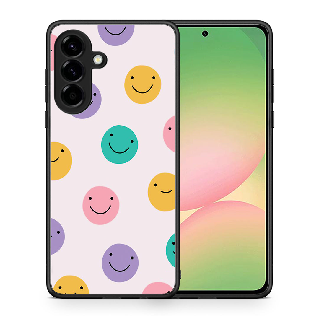 Θήκη Samsung Galaxy A56 Smiley Faces από τη Smartfits με σχέδιο στο πίσω μέρος και μαύρο περίβλημα | Samsung Galaxy A56 Smiley Faces case with colorful back and black bezels