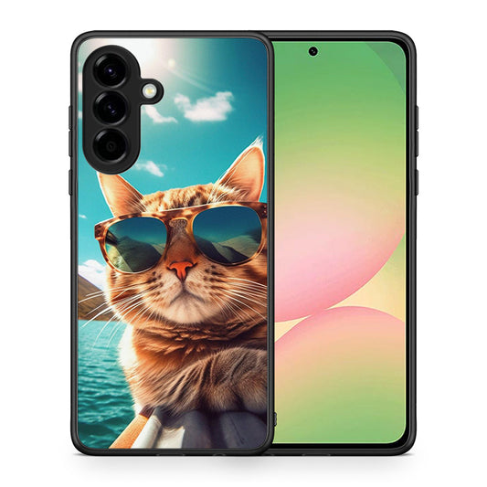 Θήκη Samsung Galaxy A56 Summer Cat από τη Smartfits με σχέδιο στο πίσω μέρος και μαύρο περίβλημα | Samsung Galaxy A56 Summer Cat case with colorful back and black bezels