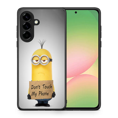 Θήκη Samsung Galaxy A56 Minion Text από τη Smartfits με σχέδιο στο πίσω μέρος και μαύρο περίβλημα | Samsung Galaxy A56 Minion Text case with colorful back and black bezels