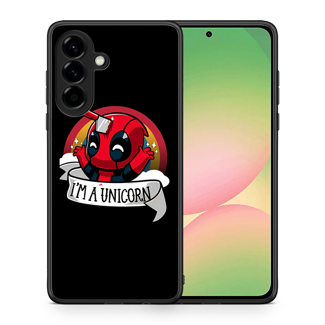 Θήκη Samsung Galaxy A56 Unicorn Deadpool από τη Smartfits με σχέδιο στο πίσω μέρος και μαύρο περίβλημα | Samsung Galaxy A56 Unicorn Deadpool case with colorful back and black bezels
