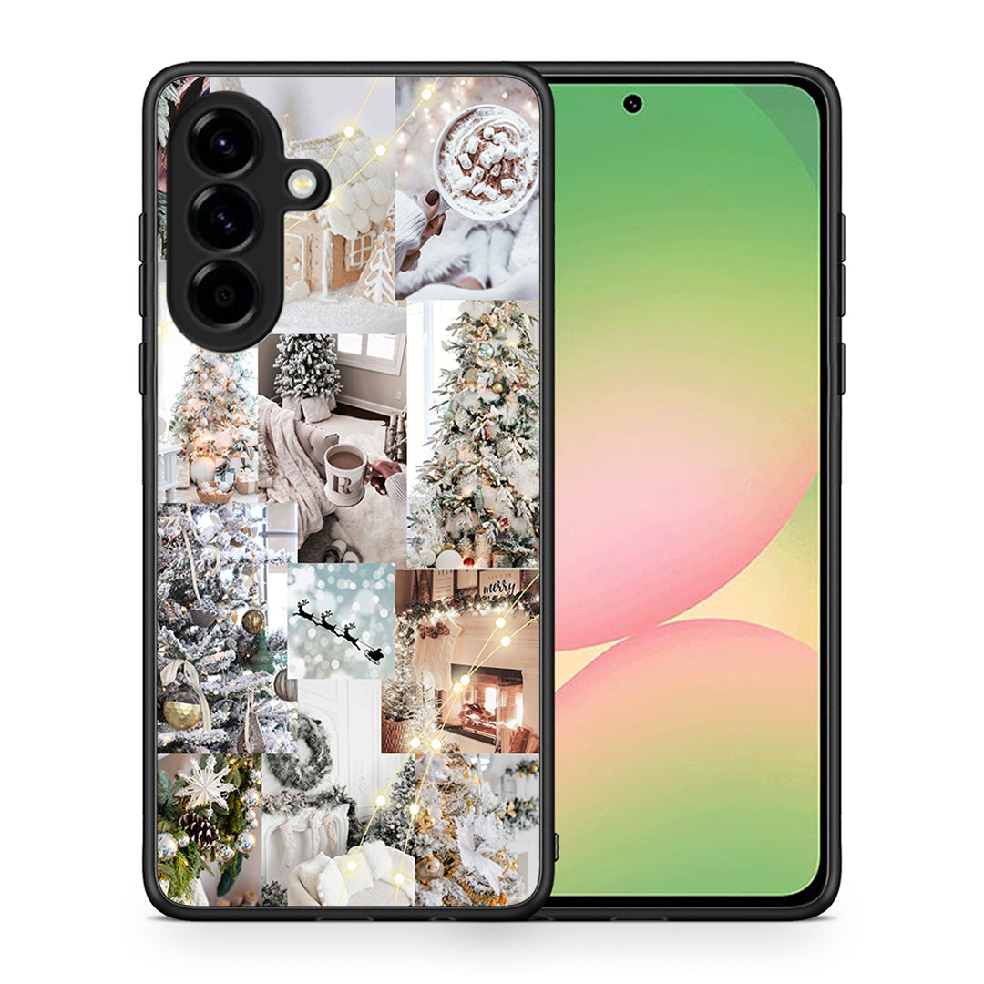 Θήκη Samsung Galaxy A56 White Christmas από τη Smartfits με σχέδιο στο πίσω μέρος και μαύρο περίβλημα | Samsung Galaxy A56 White Christmas case with colorful back and black bezels