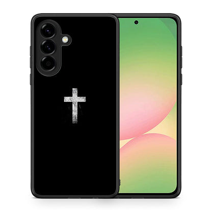 Θήκη Samsung Galaxy A56 White Cross από τη Smartfits με σχέδιο στο πίσω μέρος και μαύρο περίβλημα | Samsung Galaxy A56 White Cross case with colorful back and black bezels