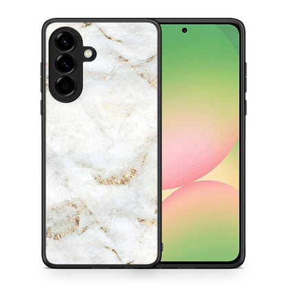 Θήκη Samsung Galaxy A56 White Gold Marble από τη Smartfits με σχέδιο στο πίσω μέρος και μαύρο περίβλημα | Samsung Galaxy A56 White Gold Marble case with colorful back and black bezels
