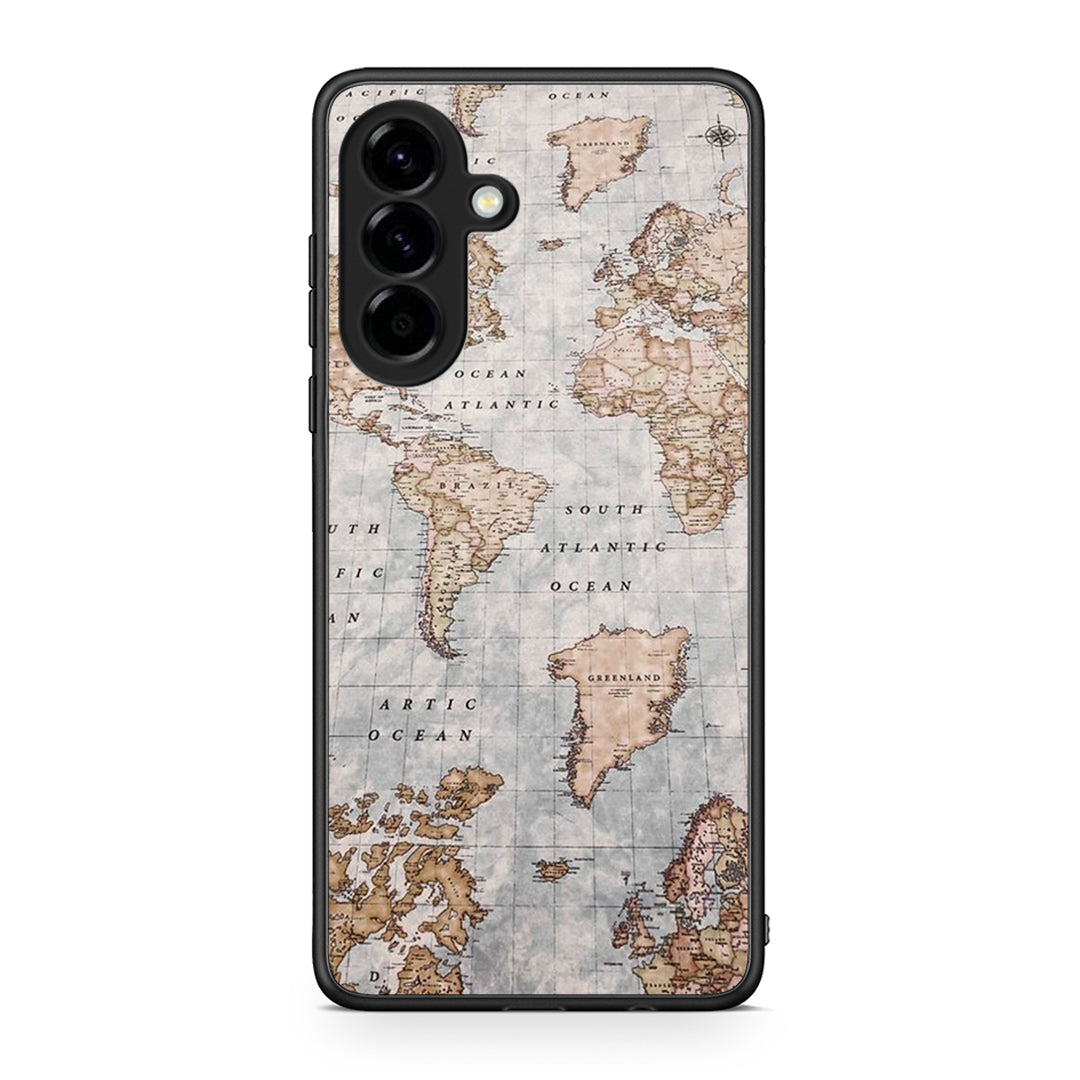 Samsung Galaxy A56 World Map Θήκη από τη Smartfits με σχέδιο στο πίσω μέρος και μαύρο περίβλημα | Smartphone case with colorful back and black bezels by Smartfits