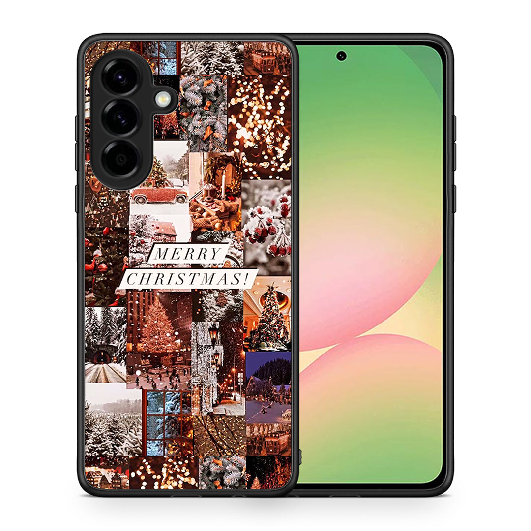 Θήκη Samsung Galaxy A56 Xmas Collage από τη Smartfits με σχέδιο στο πίσω μέρος και μαύρο περίβλημα | Samsung Galaxy A56 Xmas Collage case with colorful back and black bezels