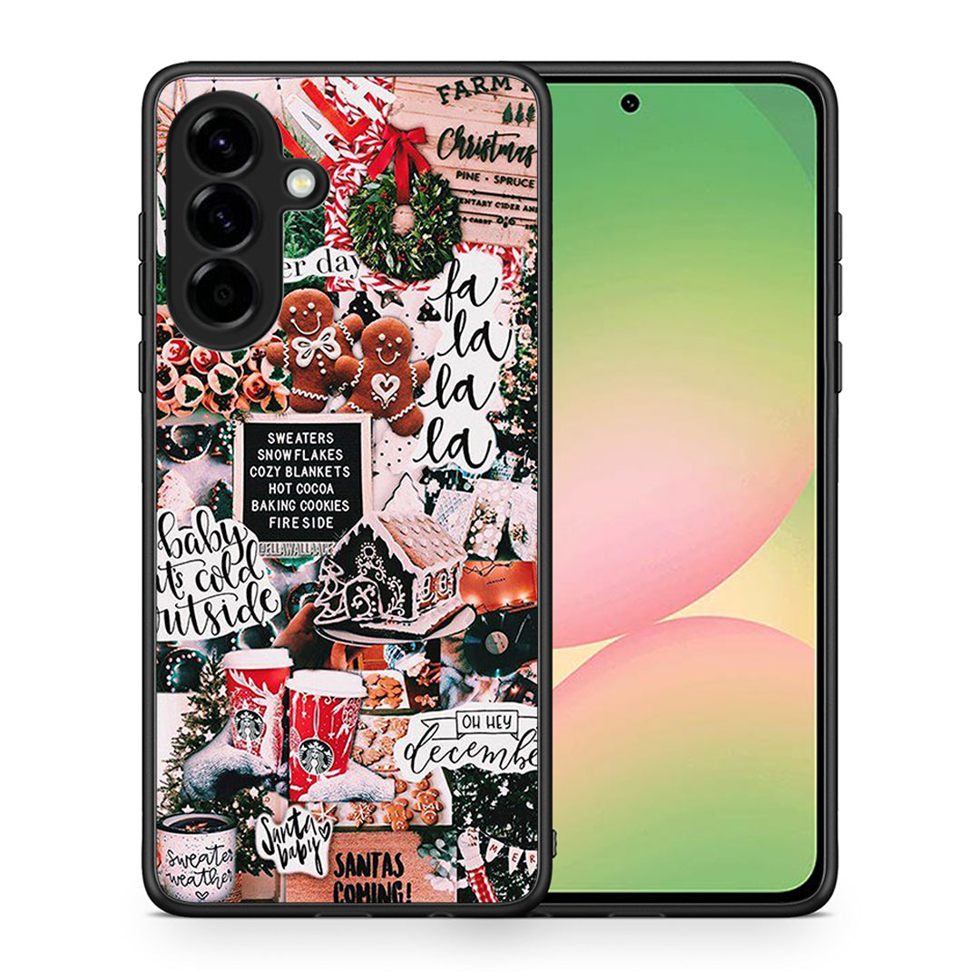 Θήκη Samsung Galaxy A56 Xmas Habbits από τη Smartfits με σχέδιο στο πίσω μέρος και μαύρο περίβλημα | Samsung Galaxy A56 Xmas Habbits case with colorful back and black bezels