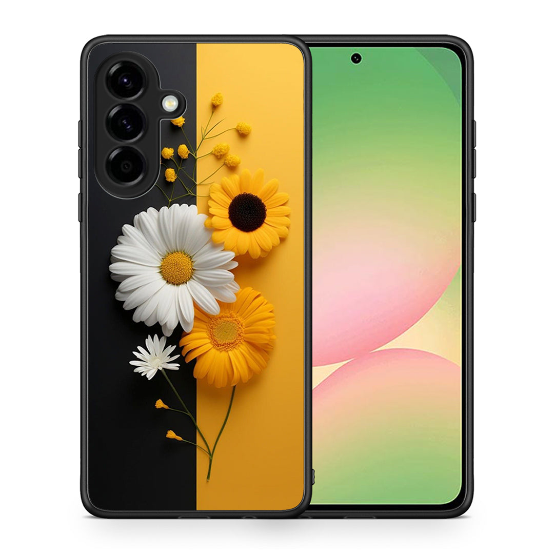 Θήκη Samsung Galaxy A56 Yellow Daisies από τη Smartfits με σχέδιο στο πίσω μέρος και μαύρο περίβλημα | Samsung Galaxy A56 Yellow Daisies case with colorful back and black bezels