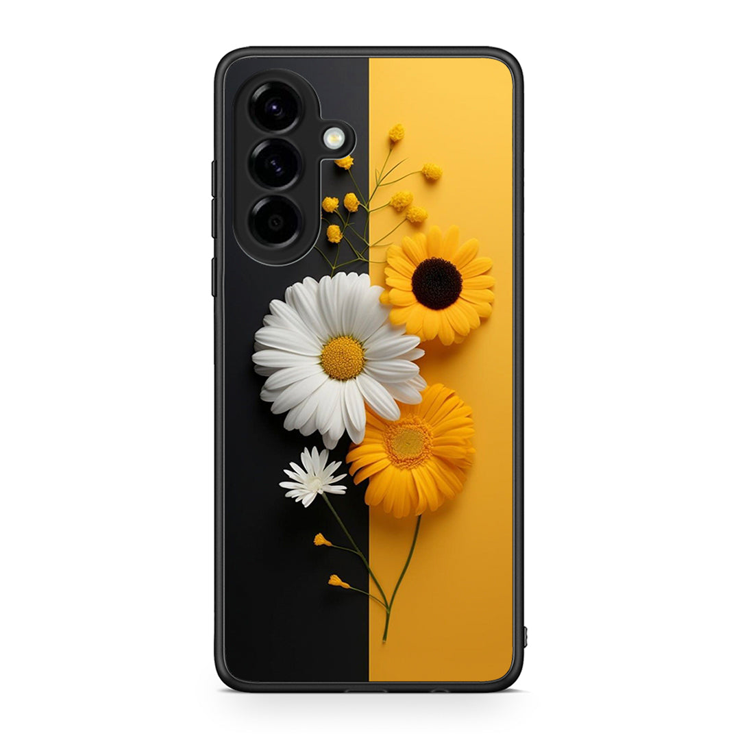 Samsung Galaxy A56 Yellow Daisies θήκη από τη Smartfits με σχέδιο στο πίσω μέρος και μαύρο περίβλημα | Smartphone case with colorful back and black bezels by Smartfits