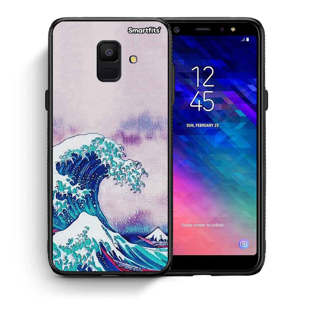 Θήκη Samsung A6 2018 Blue Waves από τη Smartfits με σχέδιο στο πίσω μέρος και μαύρο περίβλημα | Samsung A6 2018 Blue Waves case with colorful back and black bezels