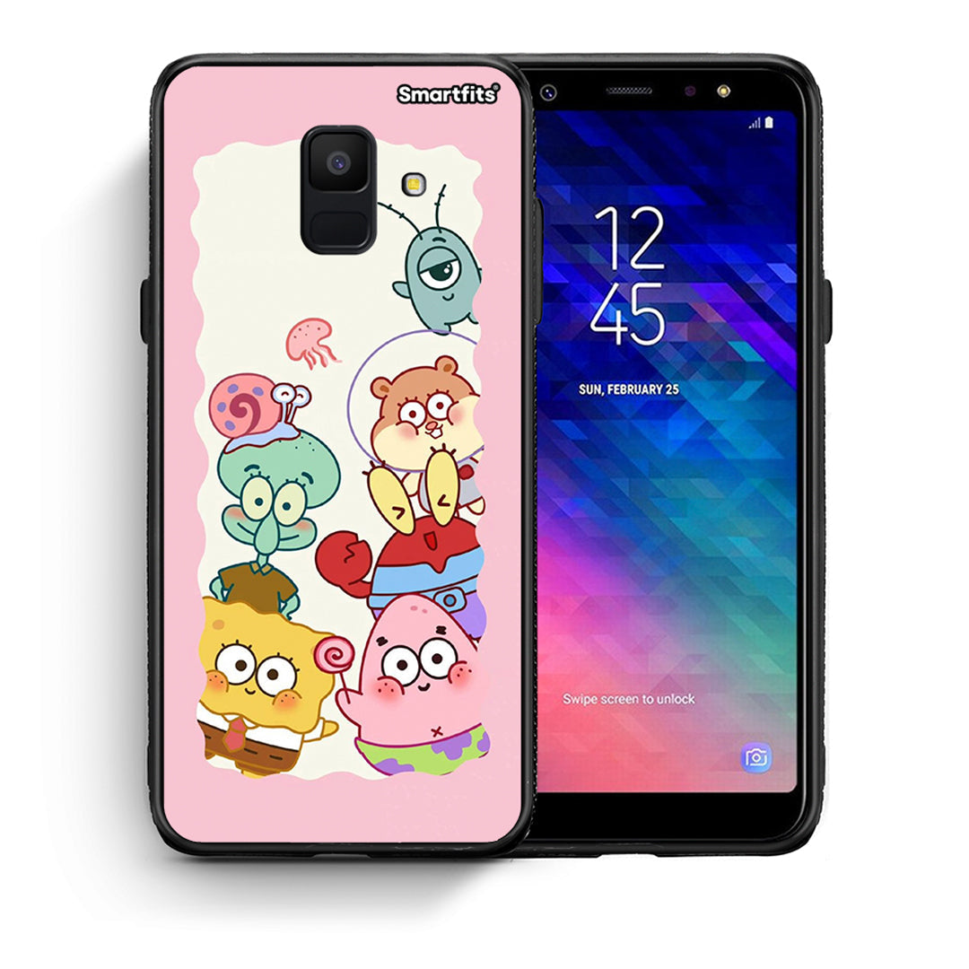 Θήκη Samsung A6 2018 Cute Companion από τη Smartfits με σχέδιο στο πίσω μέρος και μαύρο περίβλημα | Samsung A6 2018 Cute Companion case with colorful back and black bezels