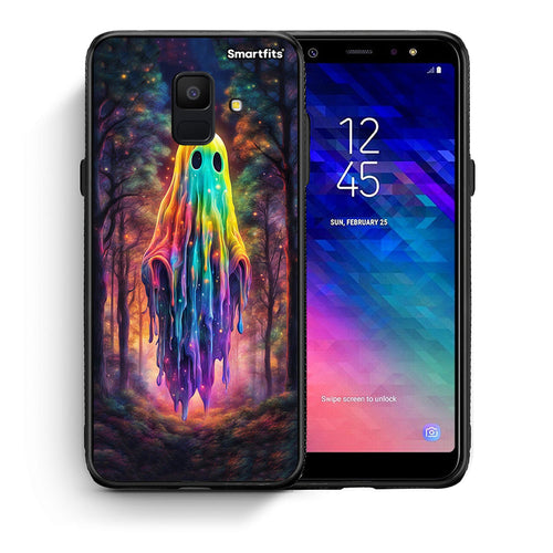 Θήκη Samsung A6 2018 Halloween Ghost από τη Smartfits με σχέδιο στο πίσω μέρος και μαύρο περίβλημα | Samsung A6 2018 Halloween Ghost case with colorful back and black bezels