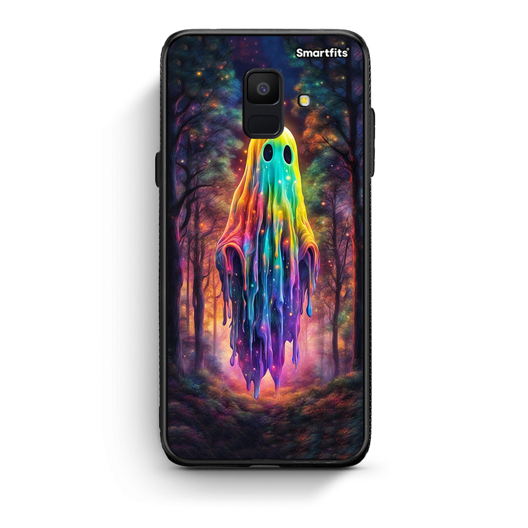 samsung A6 Halloween Ghost θήκη από τη Smartfits με σχέδιο στο πίσω μέρος και μαύρο περίβλημα | Smartphone case with colorful back and black bezels by Smartfits