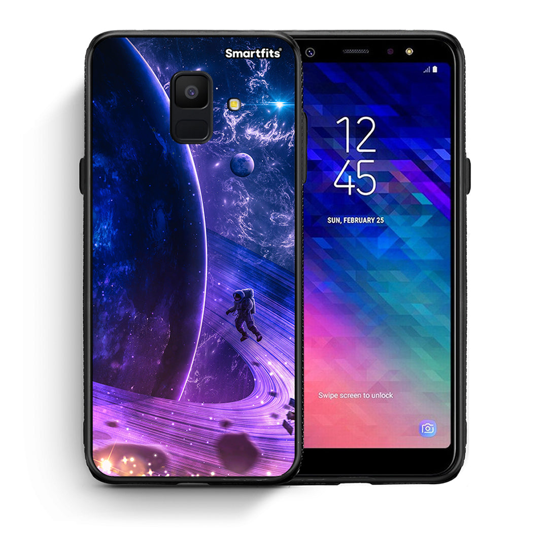 Θήκη Samsung A6 2018 Lost Astronaut από τη Smartfits με σχέδιο στο πίσω μέρος και μαύρο περίβλημα | Samsung A6 2018 Lost Astronaut case with colorful back and black bezels