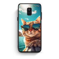 Thumbnail for samsung A6 Summer Cat θήκη από τη Smartfits με σχέδιο στο πίσω μέρος και μαύρο περίβλημα | Smartphone case with colorful back and black bezels by Smartfits