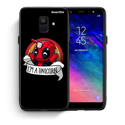 Θήκη Samsung A6 2018 Unicorn Deadpool από τη Smartfits με σχέδιο στο πίσω μέρος και μαύρο περίβλημα | Samsung A6 2018 Unicorn Deadpool case with colorful back and black bezels
