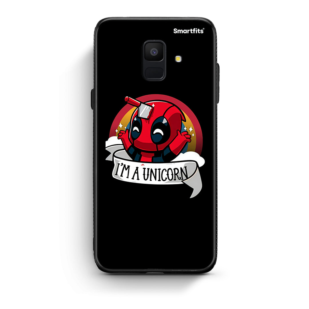 samsung A6 Unicorn Deadpool θήκη από τη Smartfits με σχέδιο στο πίσω μέρος και μαύρο περίβλημα | Smartphone case with colorful back and black bezels by Smartfits