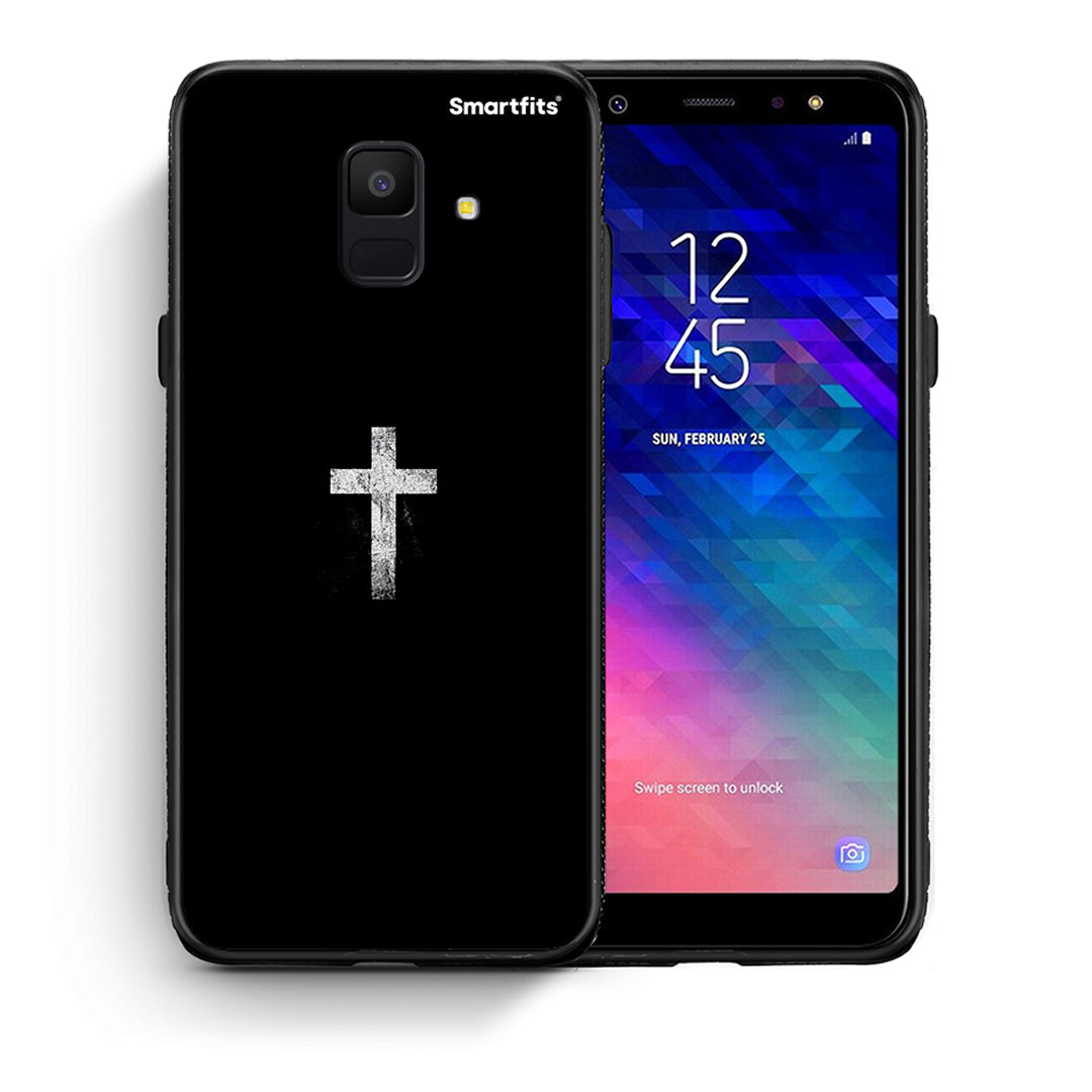 Θήκη Samsung A6 2018 White Cross από τη Smartfits με σχέδιο στο πίσω μέρος και μαύρο περίβλημα | Samsung A6 2018 White Cross case with colorful back and black bezels