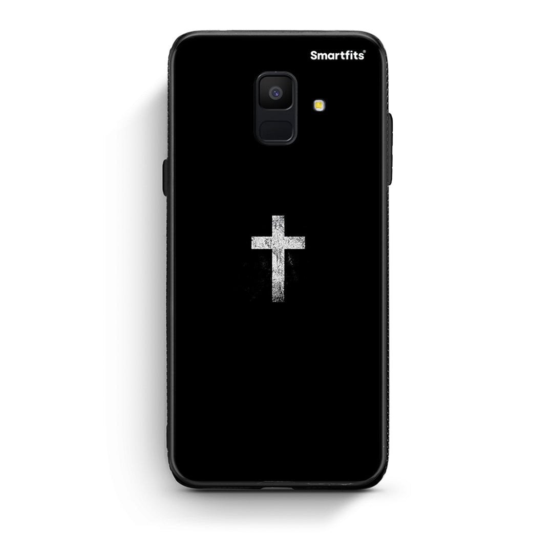 samsung A6 White Cross θήκη από τη Smartfits με σχέδιο στο πίσω μέρος και μαύρο περίβλημα | Smartphone case with colorful back and black bezels by Smartfits
