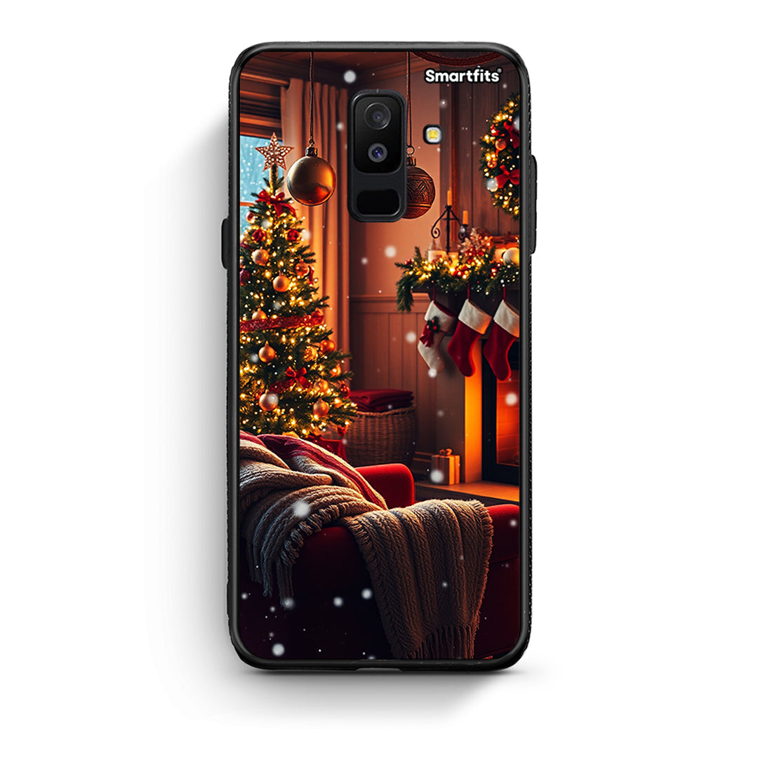 samsung A6 Plus Home For Christmas θήκη από τη Smartfits με σχέδιο στο πίσω μέρος και μαύρο περίβλημα | Smartphone case with colorful back and black bezels by Smartfits