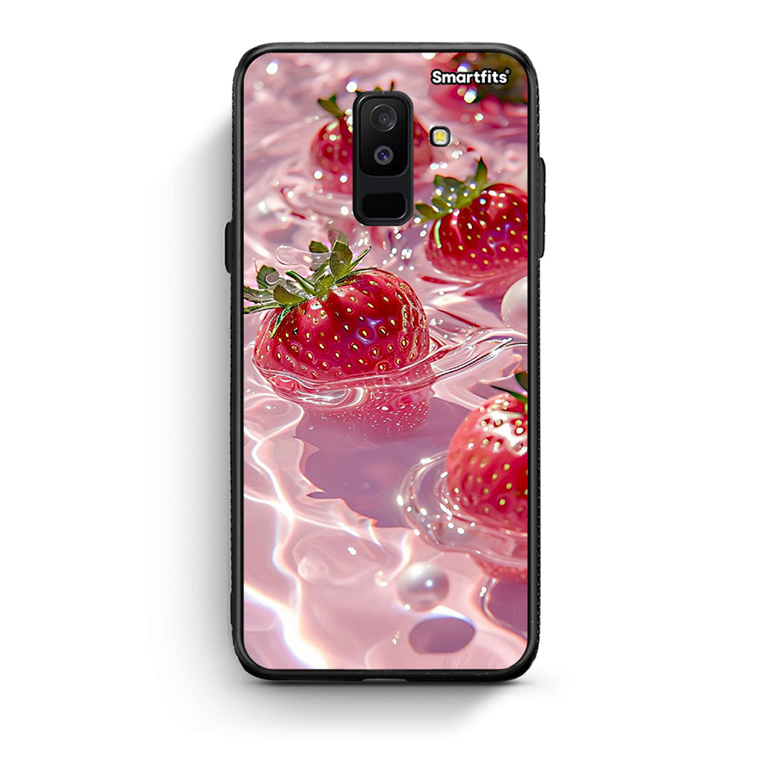 samsung A6 Plus Juicy Strawberries θήκη από τη Smartfits με σχέδιο στο πίσω μέρος και μαύρο περίβλημα | Smartphone case with colorful back and black bezels by Smartfits