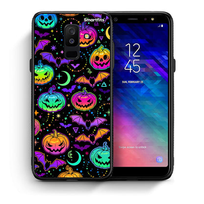 Θήκη Samsung A6+ 2018 Neon Halloween από τη Smartfits με σχέδιο στο πίσω μέρος και μαύρο περίβλημα | Samsung A6+ 2018 Neon Halloween case with colorful back and black bezels