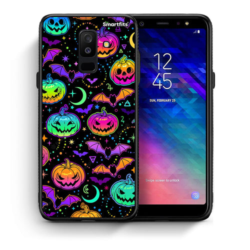 Θήκη Samsung A6+ 2018 Neon Halloween από τη Smartfits με σχέδιο στο πίσω μέρος και μαύρο περίβλημα | Samsung A6+ 2018 Neon Halloween case with colorful back and black bezels