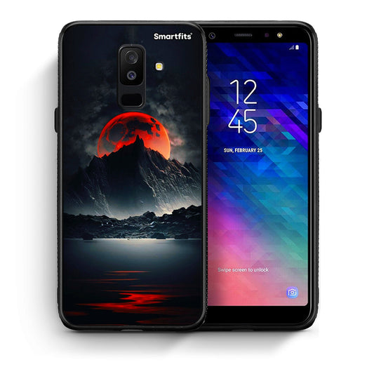Θήκη Samsung A6+ 2018 Red Full Moon από τη Smartfits με σχέδιο στο πίσω μέρος και μαύρο περίβλημα | Samsung A6+ 2018 Red Full Moon case with colorful back and black bezels