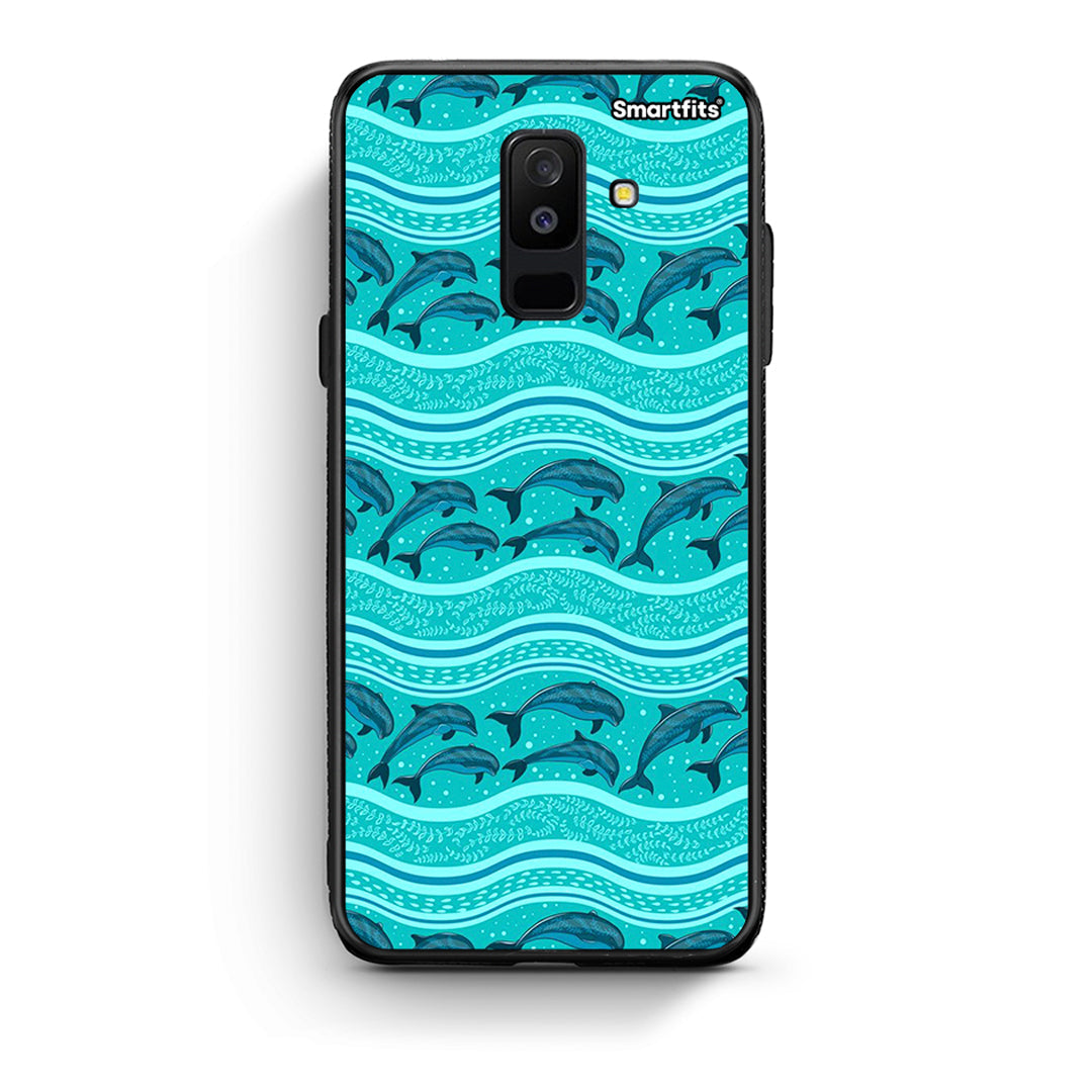 samsung A6 Plus Swimming Dolphins θήκη από τη Smartfits με σχέδιο στο πίσω μέρος και μαύρο περίβλημα | Smartphone case with colorful back and black bezels by Smartfits