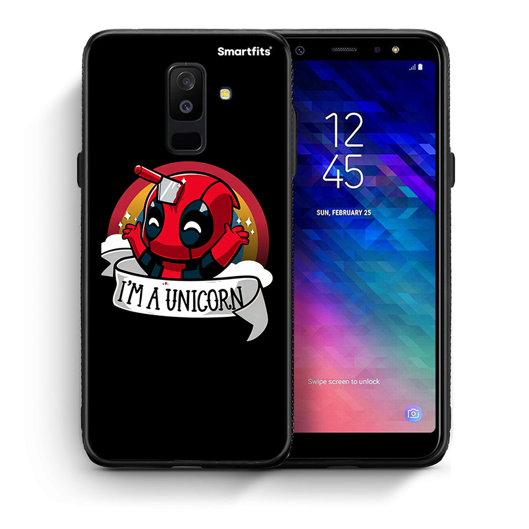 Θήκη Samsung A6+ 2018 Unicorn Deadpool από τη Smartfits με σχέδιο στο πίσω μέρος και μαύρο περίβλημα | Samsung A6+ 2018 Unicorn Deadpool case with colorful back and black bezels