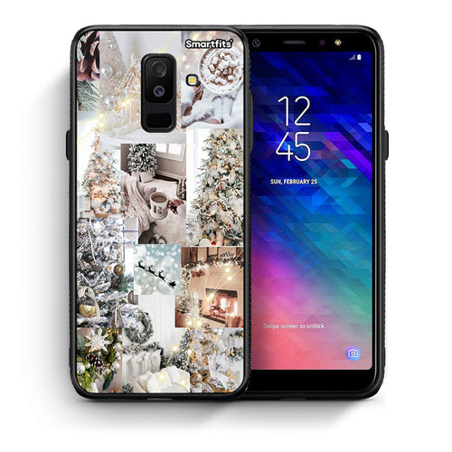 Θήκη Samsung A6+ 2018 White Christmas από τη Smartfits με σχέδιο στο πίσω μέρος και μαύρο περίβλημα | Samsung A6+ 2018 White Christmas case with colorful back and black bezels