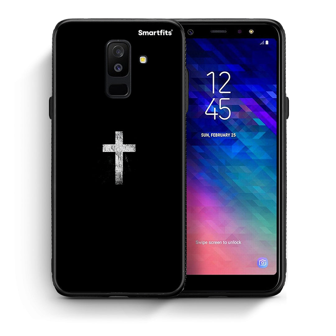 Θήκη Samsung A6+ 2018 White Cross από τη Smartfits με σχέδιο στο πίσω μέρος και μαύρο περίβλημα | Samsung A6+ 2018 White Cross case with colorful back and black bezels