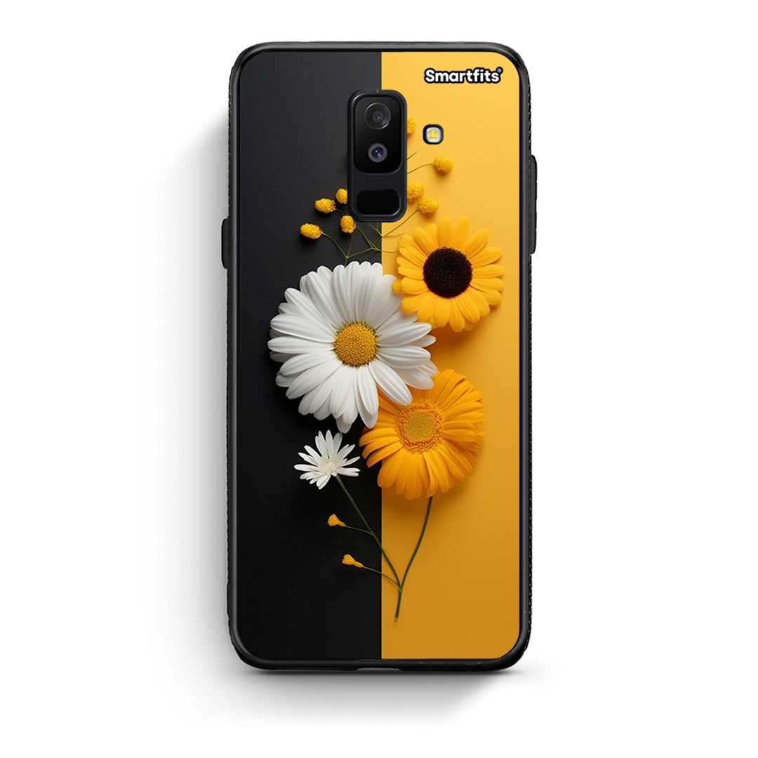 samsung A6 Plus Yellow Daisies θήκη από τη Smartfits με σχέδιο στο πίσω μέρος και μαύρο περίβλημα | Smartphone case with colorful back and black bezels by Smartfits