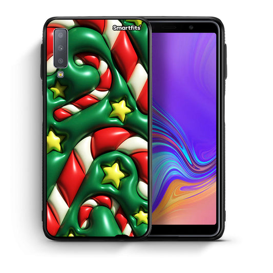 Θήκη Samsung A7 2018 Christmas Bubbles από τη Smartfits με σχέδιο στο πίσω μέρος και μαύρο περίβλημα | Samsung A7 2018 Christmas Bubbles case with colorful back and black bezels