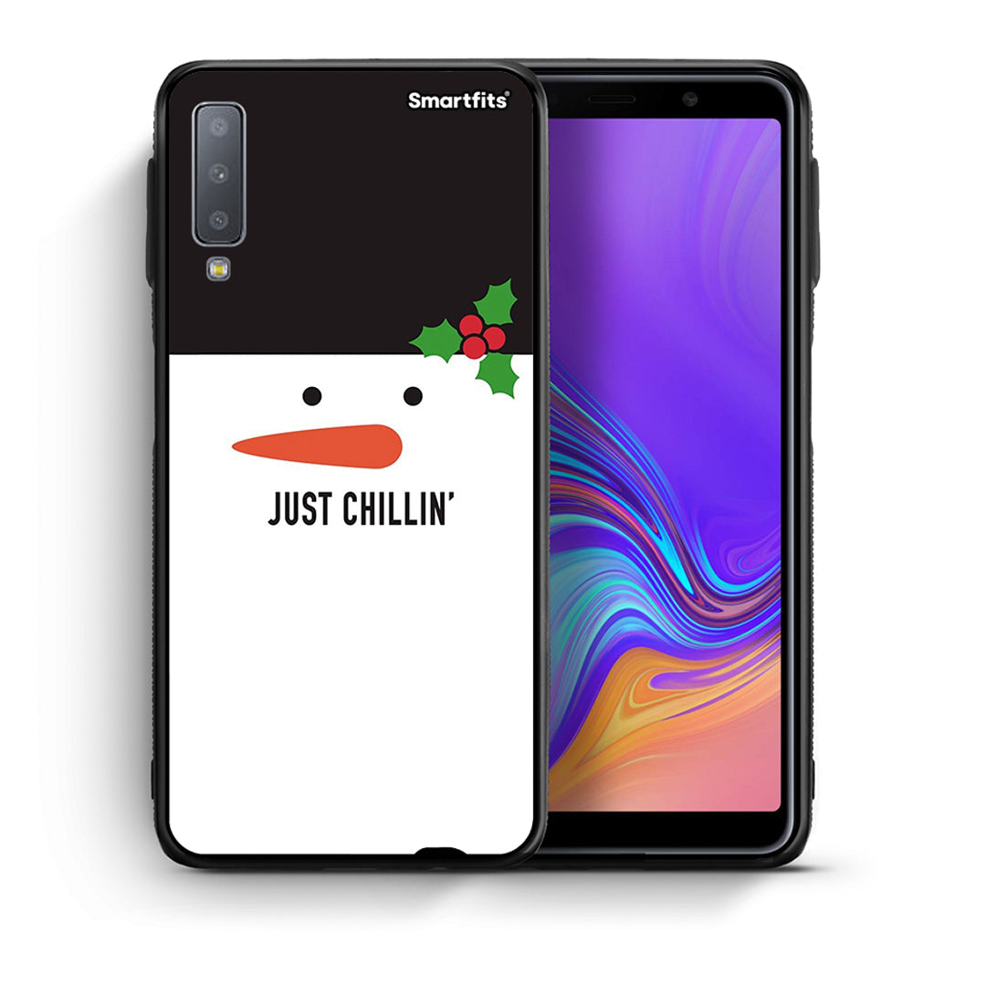 Θήκη Samsung A7 2018 Christmas Chillin από τη Smartfits με σχέδιο στο πίσω μέρος και μαύρο περίβλημα | Samsung A7 2018 Christmas Chillin case with colorful back and black bezels