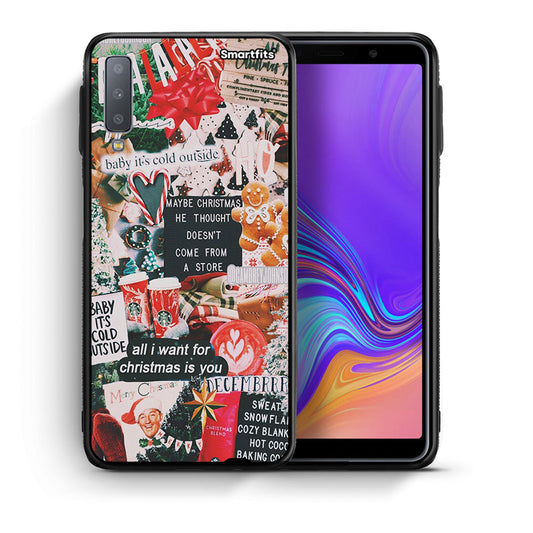 Θήκη Samsung A7 2018 Christmas Happiness από τη Smartfits με σχέδιο στο πίσω μέρος και μαύρο περίβλημα | Samsung A7 2018 Christmas Happiness case with colorful back and black bezels