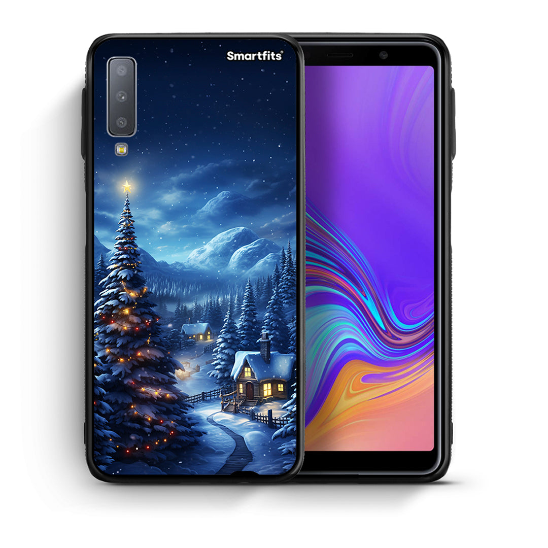 Θήκη Samsung A7 2018 Christmas Scenery από τη Smartfits με σχέδιο στο πίσω μέρος και μαύρο περίβλημα | Samsung A7 2018 Christmas Scenery case with colorful back and black bezels