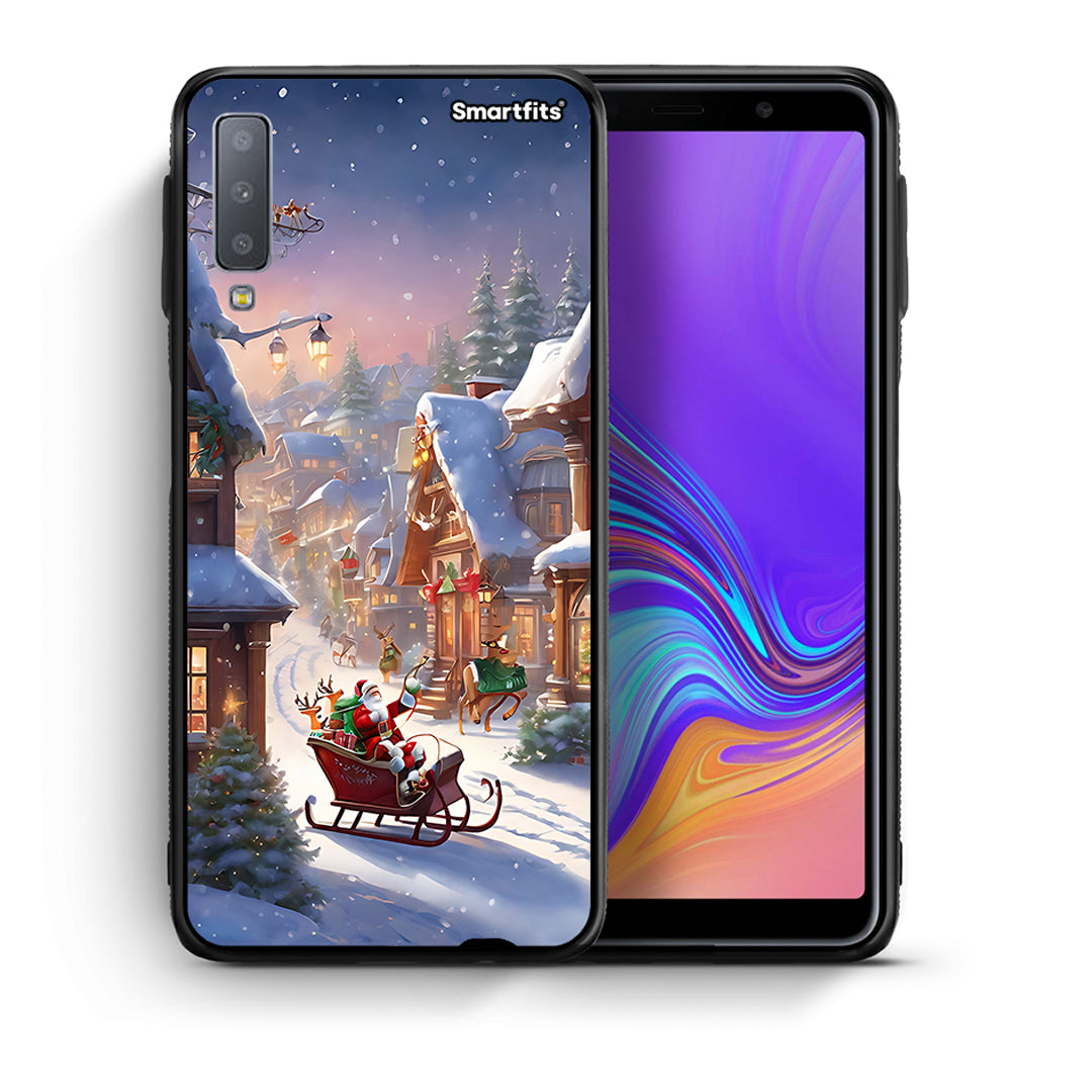 Θήκη Samsung A7 2018 Christmas Snow από τη Smartfits με σχέδιο στο πίσω μέρος και μαύρο περίβλημα | Samsung A7 2018 Christmas Snow case with colorful back and black bezels