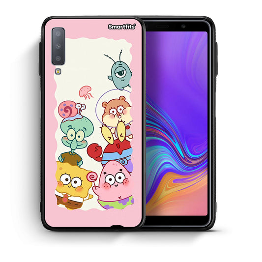 Θήκη Samsung A7 2018 Cute Companion από τη Smartfits με σχέδιο στο πίσω μέρος και μαύρο περίβλημα | Samsung A7 2018 Cute Companion case with colorful back and black bezels