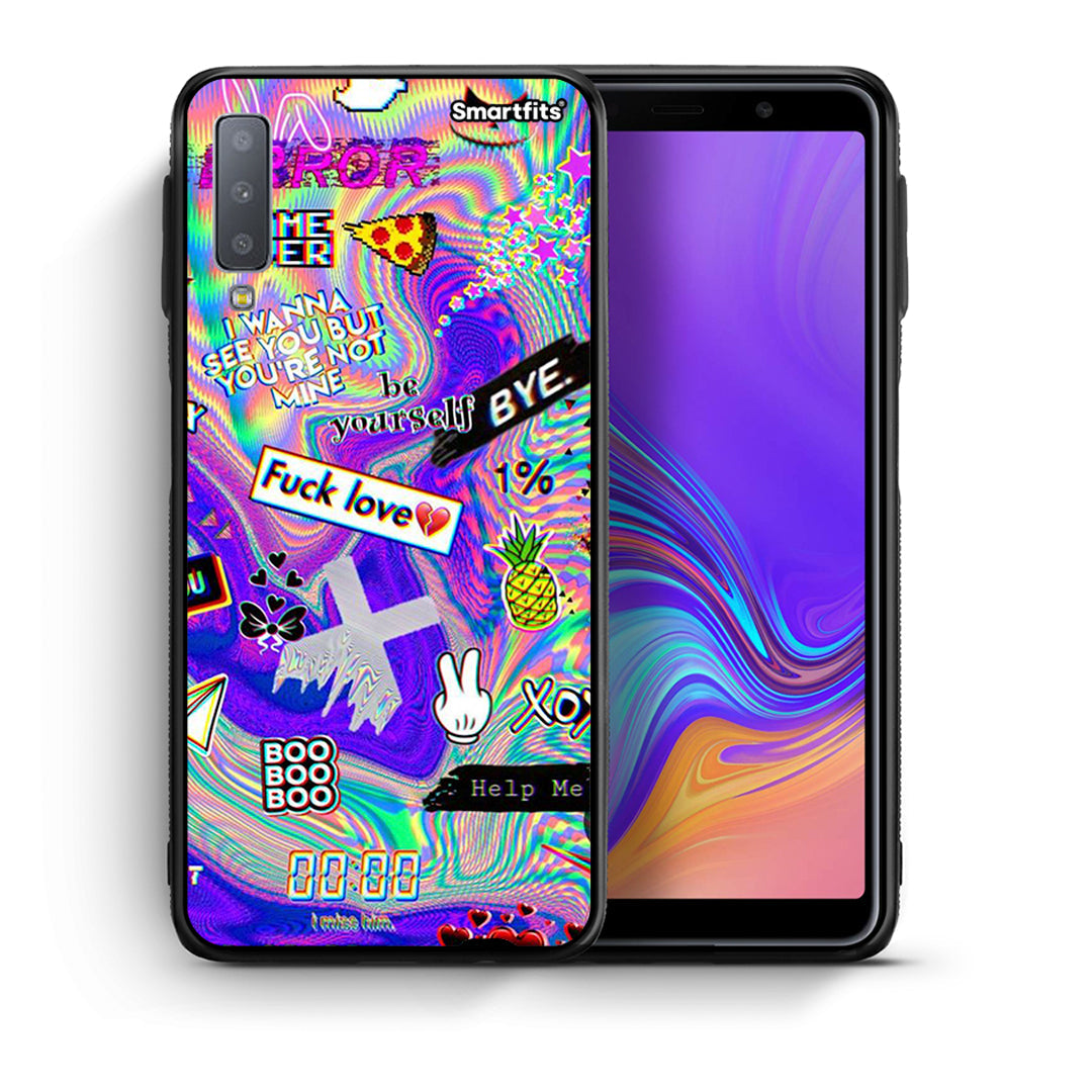Θήκη Samsung A7 2018 Game Over από τη Smartfits με σχέδιο στο πίσω μέρος και μαύρο περίβλημα | Samsung A7 2018 Game Over case with colorful back and black bezels