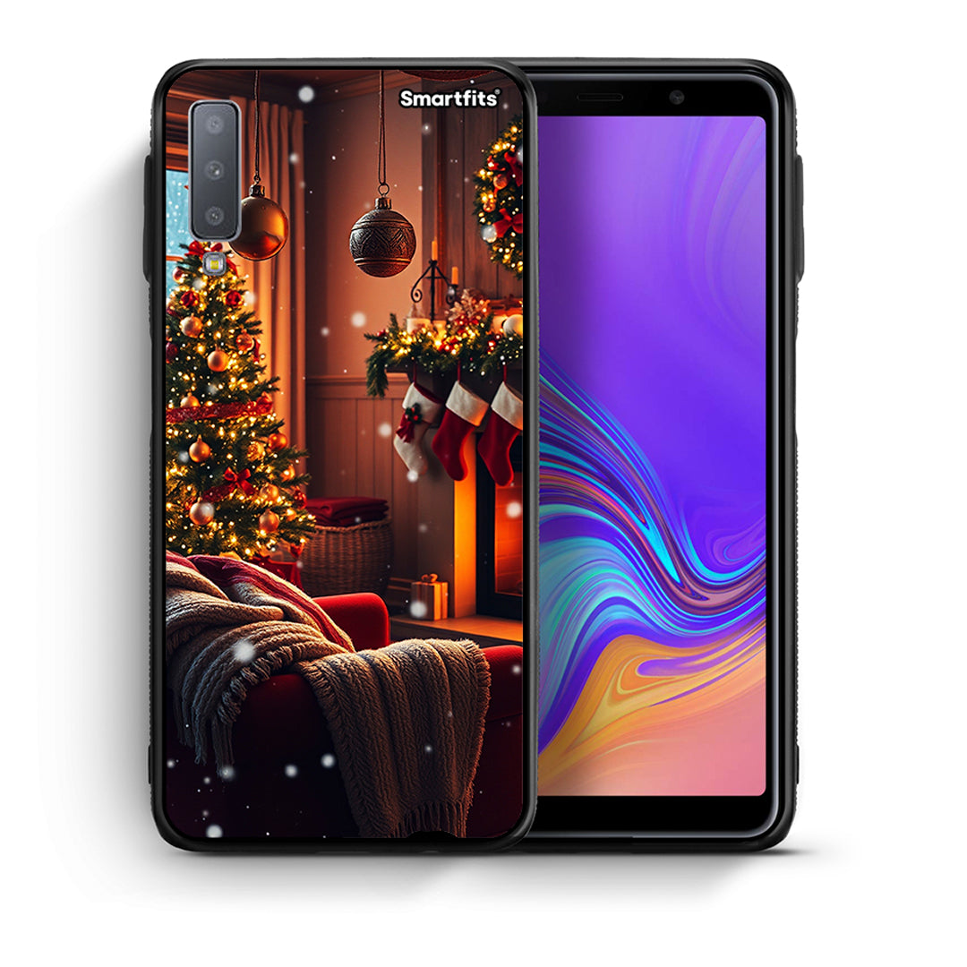 Θήκη Samsung A7 2018 Home For Christmas από τη Smartfits με σχέδιο στο πίσω μέρος και μαύρο περίβλημα | Samsung A7 2018 Home For Christmas case with colorful back and black bezels