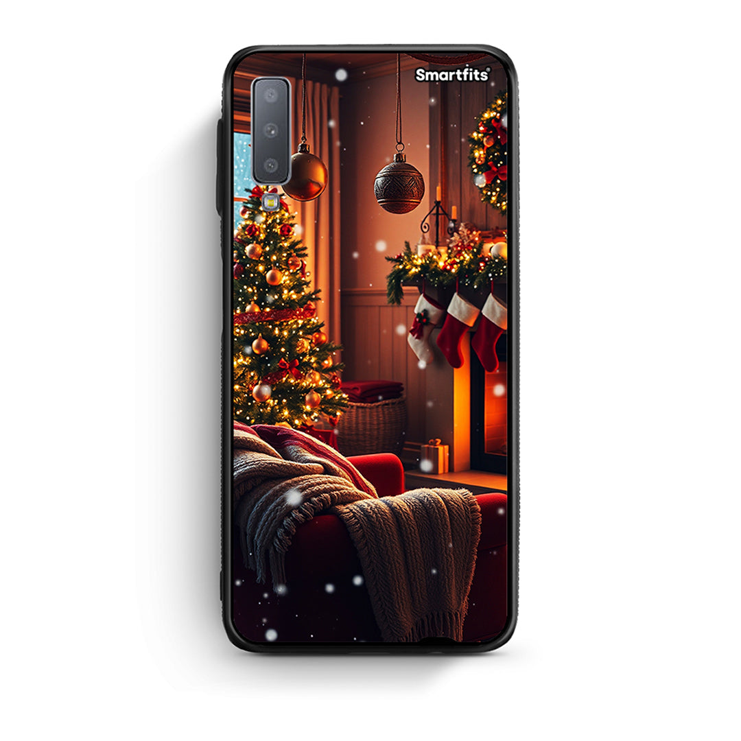 samsung A7 Home For Christmas θήκη από τη Smartfits με σχέδιο στο πίσω μέρος και μαύρο περίβλημα | Smartphone case with colorful back and black bezels by Smartfits