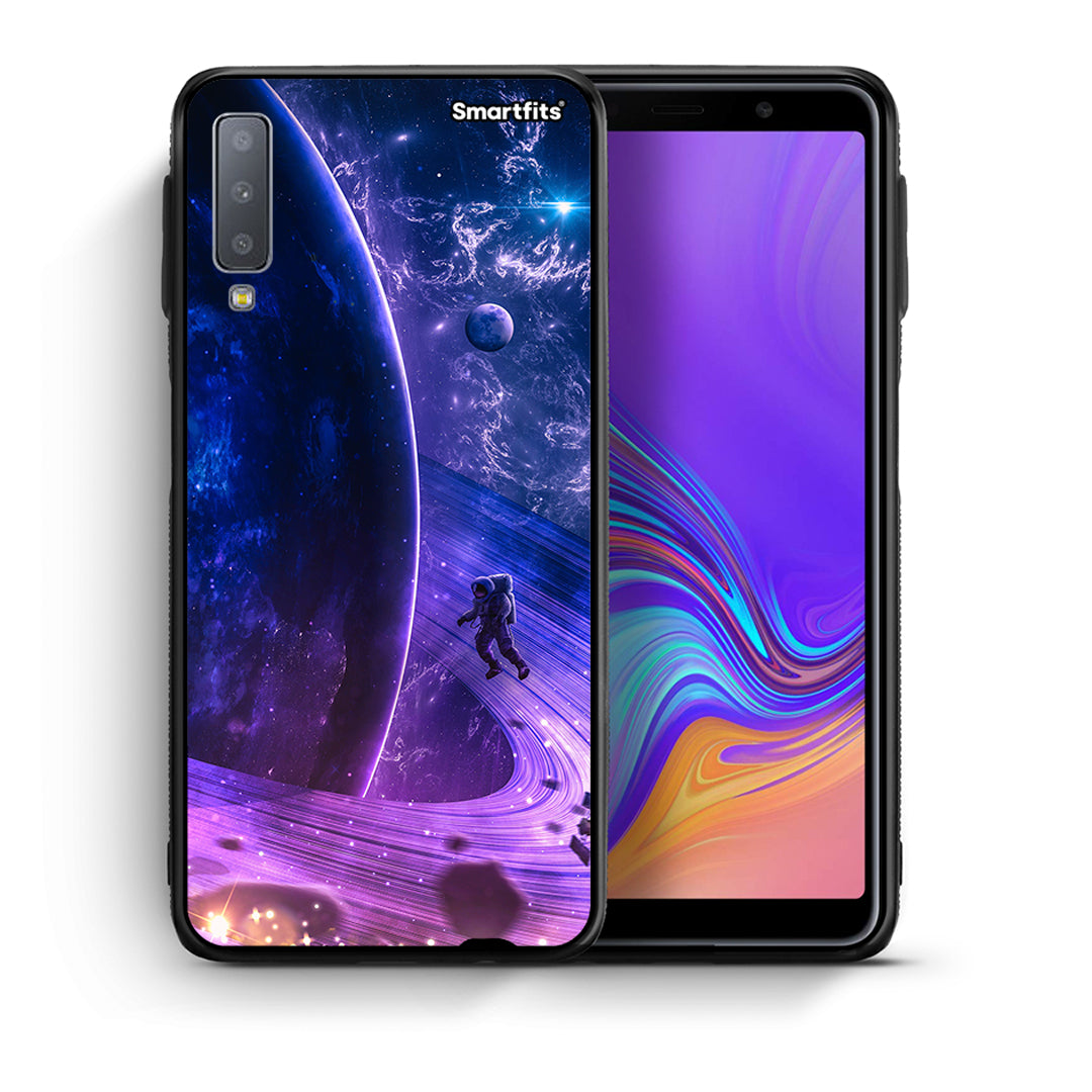 Θήκη Samsung A7 2018 Lost Astronaut από τη Smartfits με σχέδιο στο πίσω μέρος και μαύρο περίβλημα | Samsung A7 2018 Lost Astronaut case with colorful back and black bezels