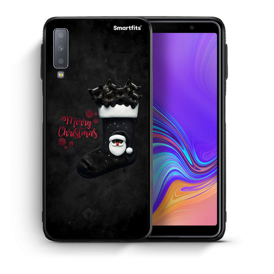 Θήκη Samsung A7 2018 Merry Cat Christmas από τη Smartfits με σχέδιο στο πίσω μέρος και μαύρο περίβλημα | Samsung A7 2018 Merry Cat Christmas case with colorful back and black bezels