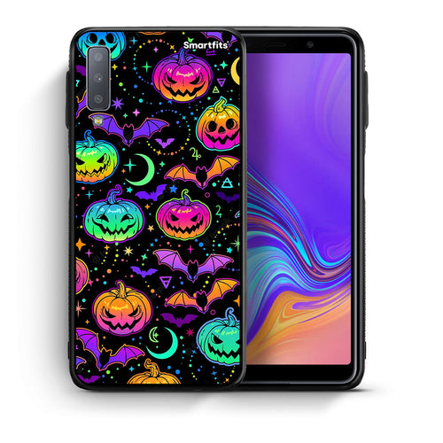 Θήκη Samsung A7 2018 Neon Halloween από τη Smartfits με σχέδιο στο πίσω μέρος και μαύρο περίβλημα | Samsung A7 2018 Neon Halloween case with colorful back and black bezels