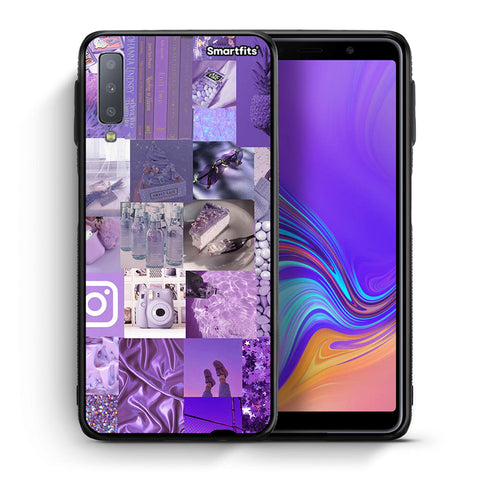 Θήκη Samsung A7 2018 Purple Aesthetic Collage από τη Smartfits με σχέδιο στο πίσω μέρος και μαύρο περίβλημα | Samsung A7 2018 Purple Aesthetic Collage case with colorful back and black bezels