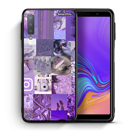 Θήκη Samsung A7 2018 Purple Aesthetic Collage από τη Smartfits με σχέδιο στο πίσω μέρος και μαύρο περίβλημα | Samsung A7 2018 Purple Aesthetic Collage case with colorful back and black bezels
