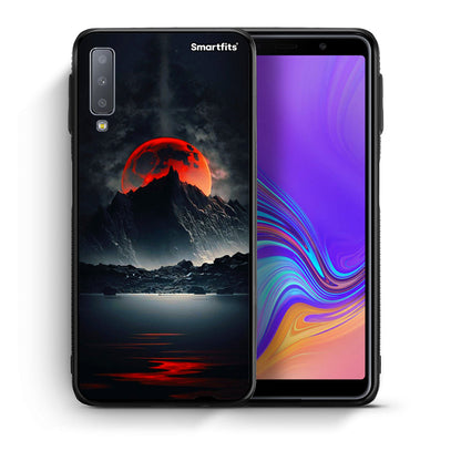 Θήκη Samsung A7 2018 Red Full Moon από τη Smartfits με σχέδιο στο πίσω μέρος και μαύρο περίβλημα | Samsung A7 2018 Red Full Moon case with colorful back and black bezels