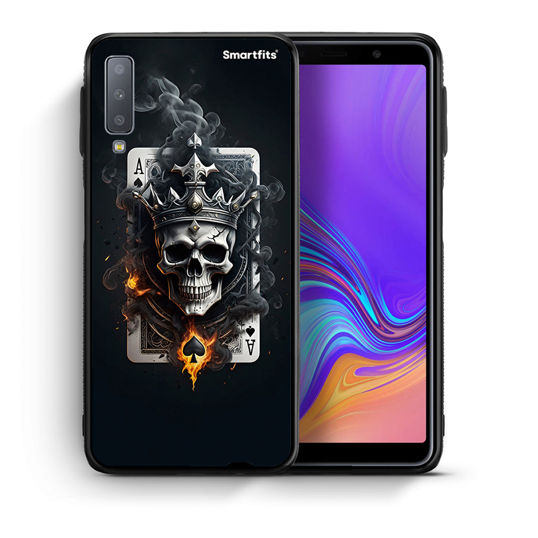 Θήκη Samsung A7 2018 Skull King Ace από τη Smartfits με σχέδιο στο πίσω μέρος και μαύρο περίβλημα | Samsung A7 2018 Skull King Ace case with colorful back and black bezels