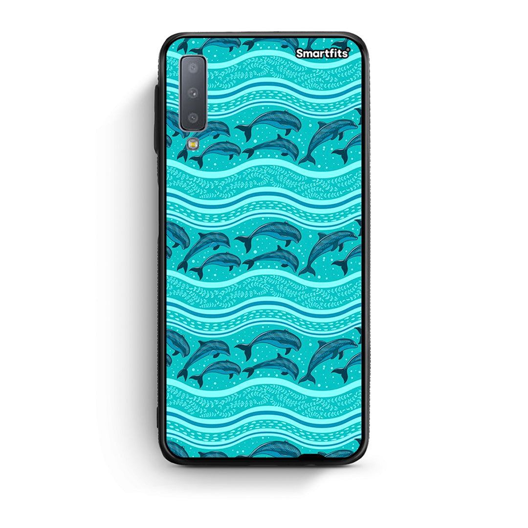 samsung A7 Swimming Dolphins θήκη από τη Smartfits με σχέδιο στο πίσω μέρος και μαύρο περίβλημα | Smartphone case with colorful back and black bezels by Smartfits