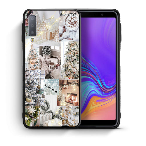 Θήκη Samsung A7 2018 White Christmas από τη Smartfits με σχέδιο στο πίσω μέρος και μαύρο περίβλημα | Samsung A7 2018 White Christmas case with colorful back and black bezels